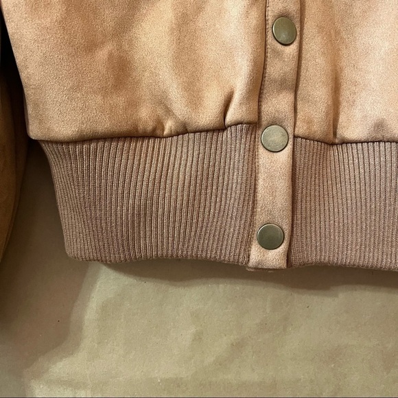 Lovers + Friends | Felix Jacket Faux Suede Bomber Jacket Camel Tan Size M - Picture 8 of 14